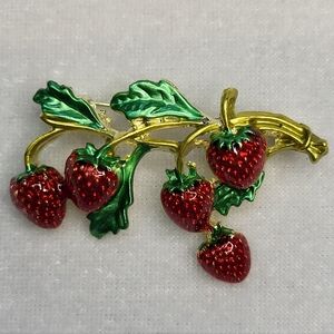 NEW Enamel Strawberry Brooch / Pin